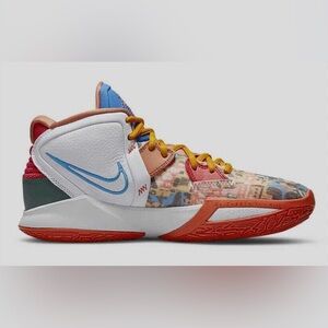 NIKE Kyrie Infinity Basketball Shoe Sneakers White Orange Blue Boys Men's 5.5‎